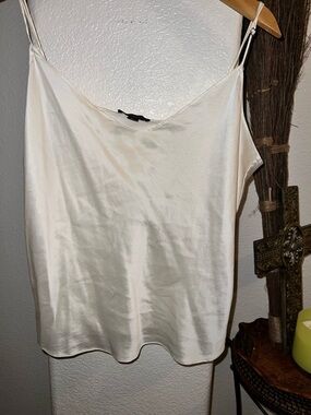 100 % Silk Spaghetti Strap Cami Tank Top - Ivory